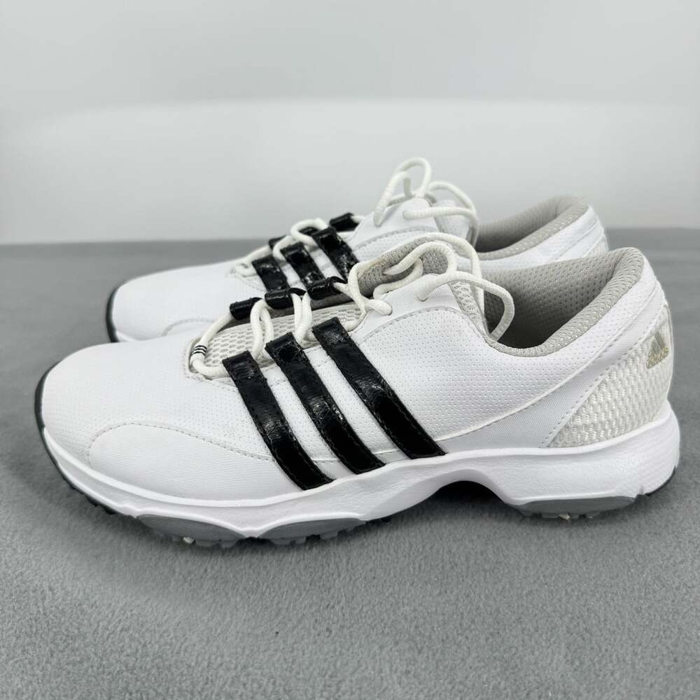 Adidas Womens 6.5 Golf Shoes White Black Spiked Traxion Adiwear 737810 NWOB